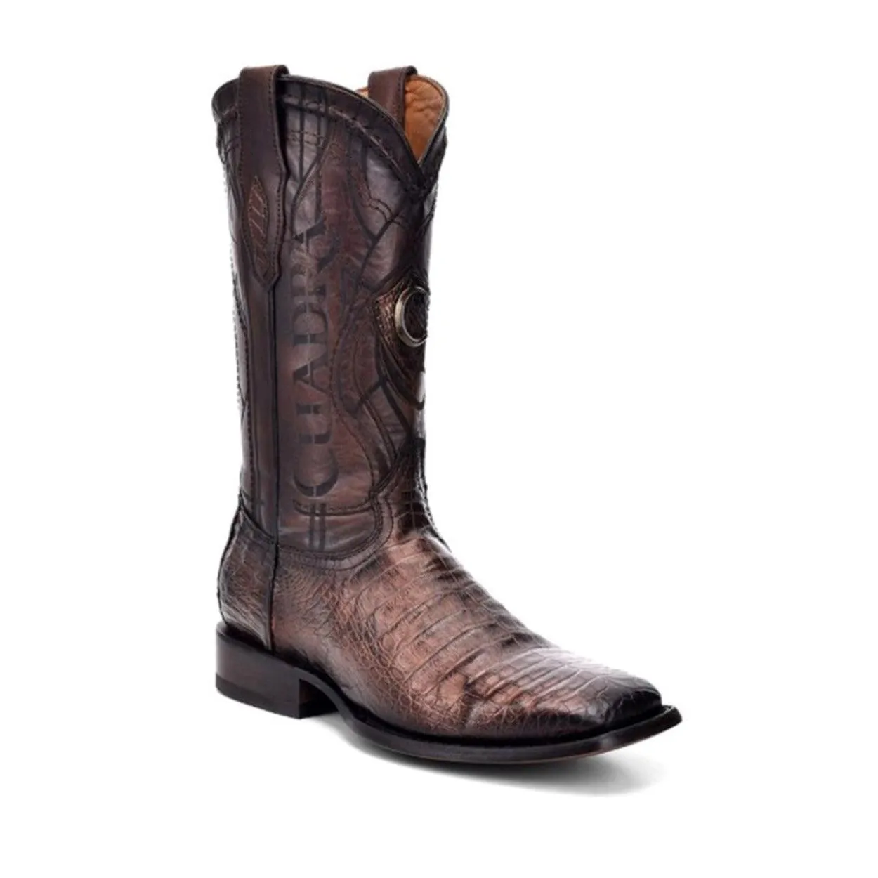 1E10FY - Cuadra brown casual cowboy fuscus caiman leather boots for men