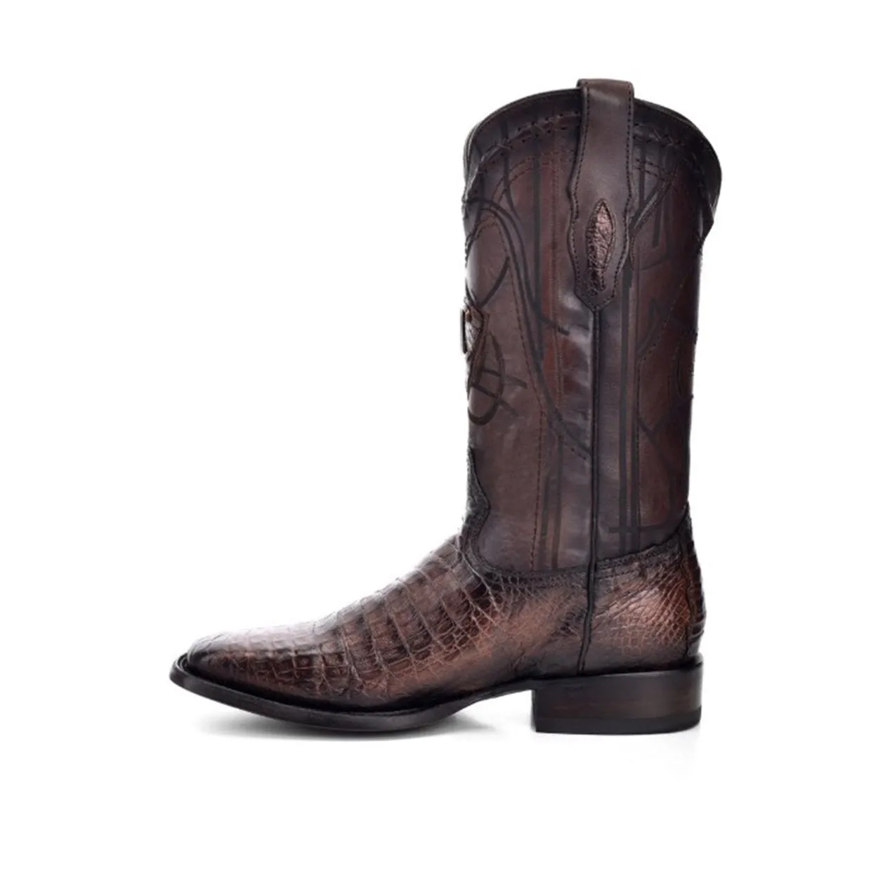 1E10FY - Cuadra brown casual cowboy fuscus caiman leather boots for men