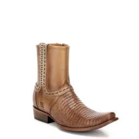 Vintage Sand-Colored Cuadra Fashion Cowboy Mid-Booties made from Lizard Leather for Men