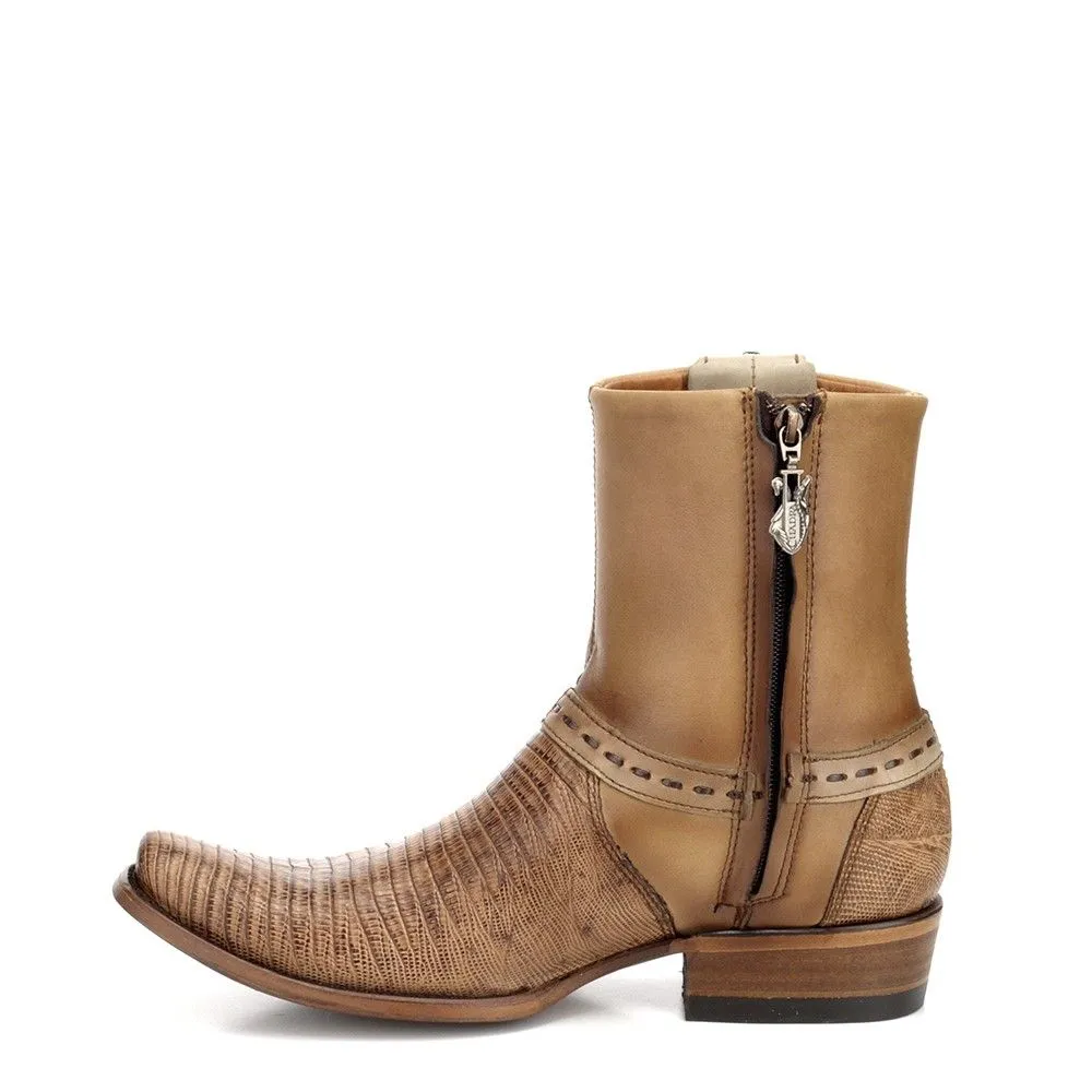 Vintage Sand-Colored Cuadra Fashion Cowboy Mid-Booties made from Lizard Leather for Men