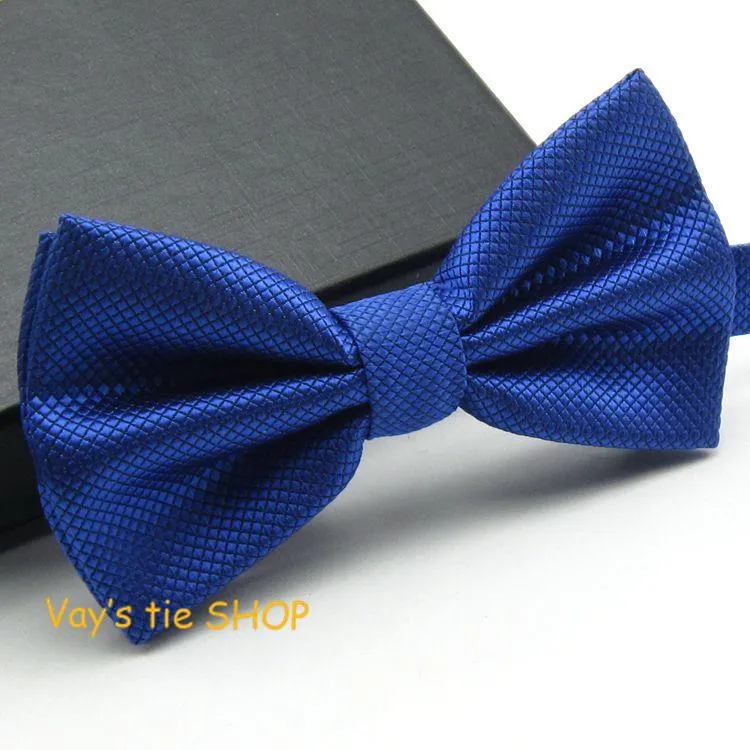 1PC Fashion Royal Blue Bow Tie For Men Jacquard Plaid Bowtie Grid Leisure Wedding Tuxedo Brand Cravat Free shipping Butterfly