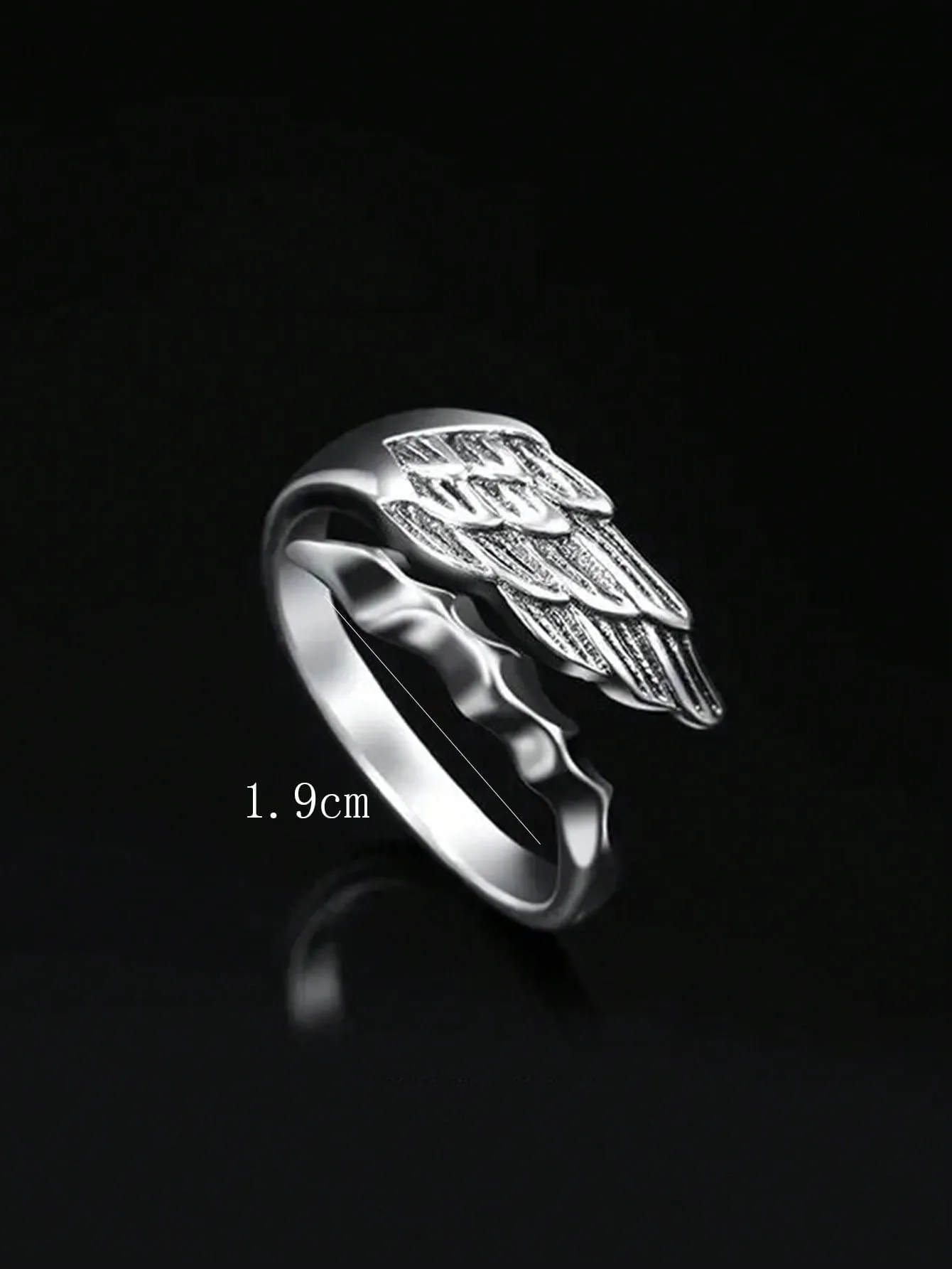 1pc Wing Design Retro Style Men's Statement Ring Adjustable Open Ended Finger Ring For Women For Party Banquet Wedding Punk Hip Pop Style