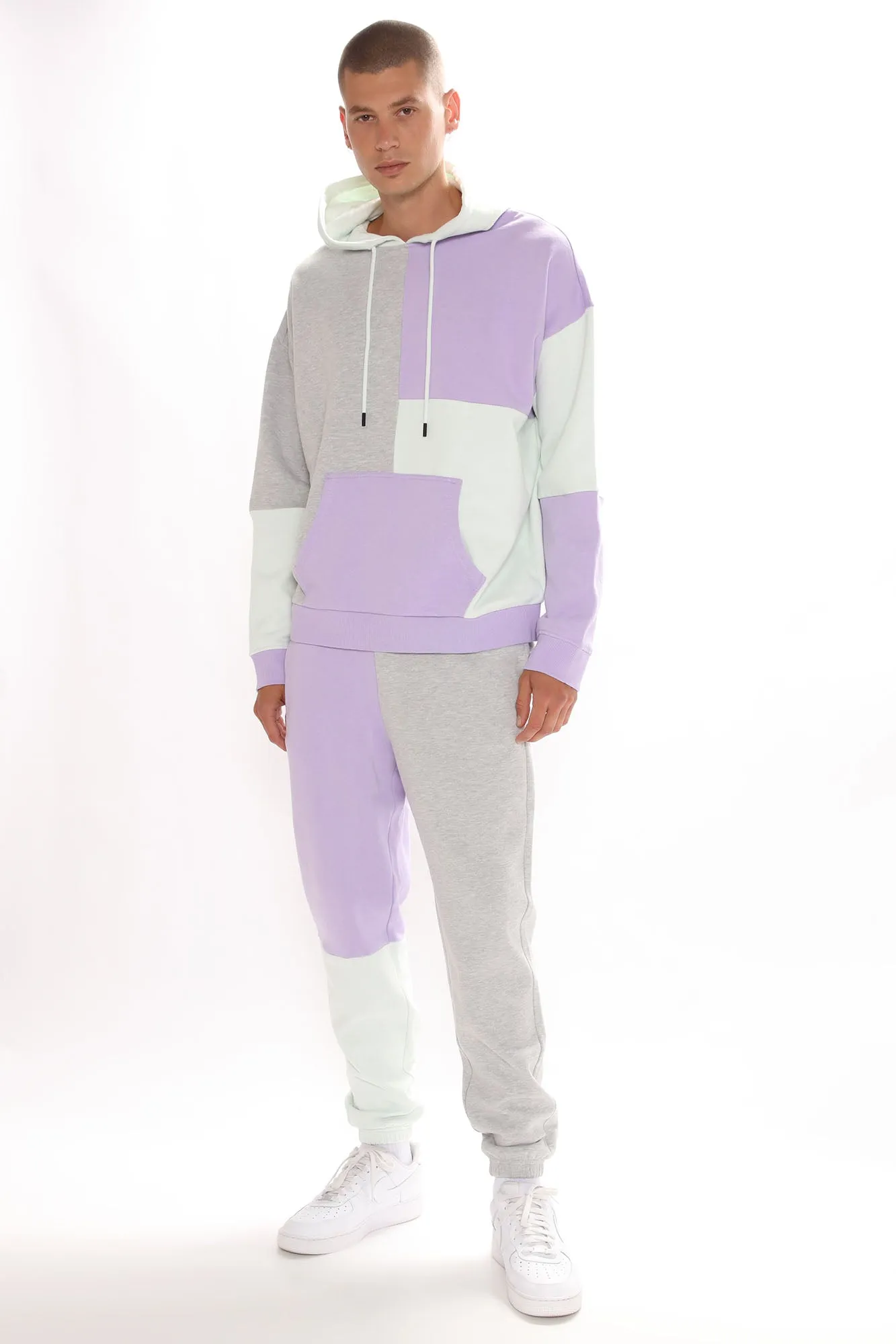 3 Way Color Block Hoodie - Purple/combo