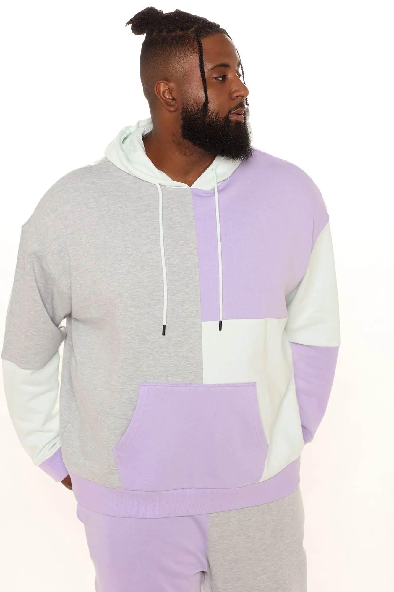 3 Way Color Block Hoodie - Purple/combo