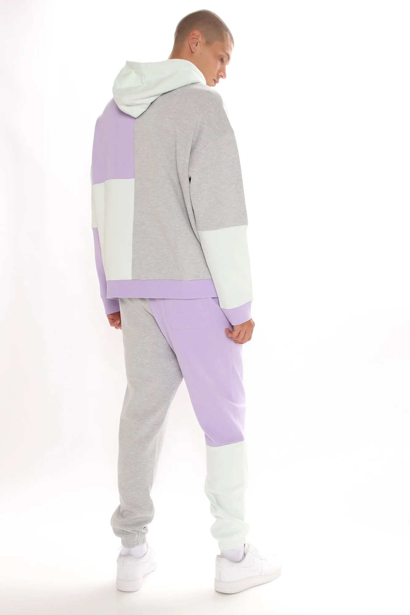 3 Way Color Block Hoodie - Purple/combo