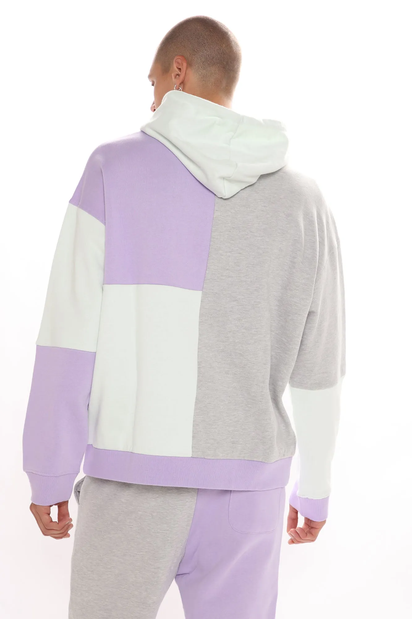 3 Way Color Block Hoodie - Purple/combo