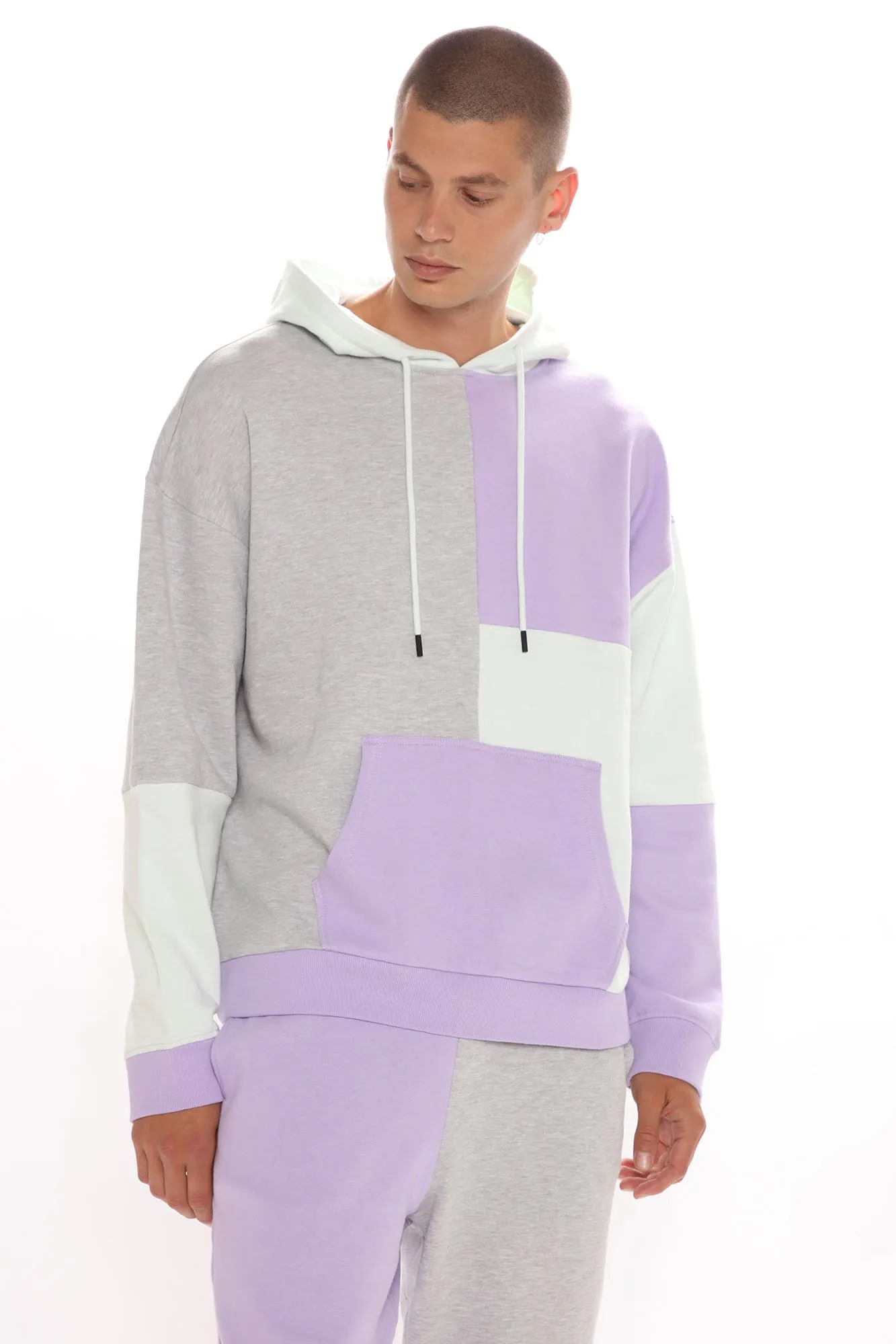 3 Way Color Block Hoodie - Purple/combo