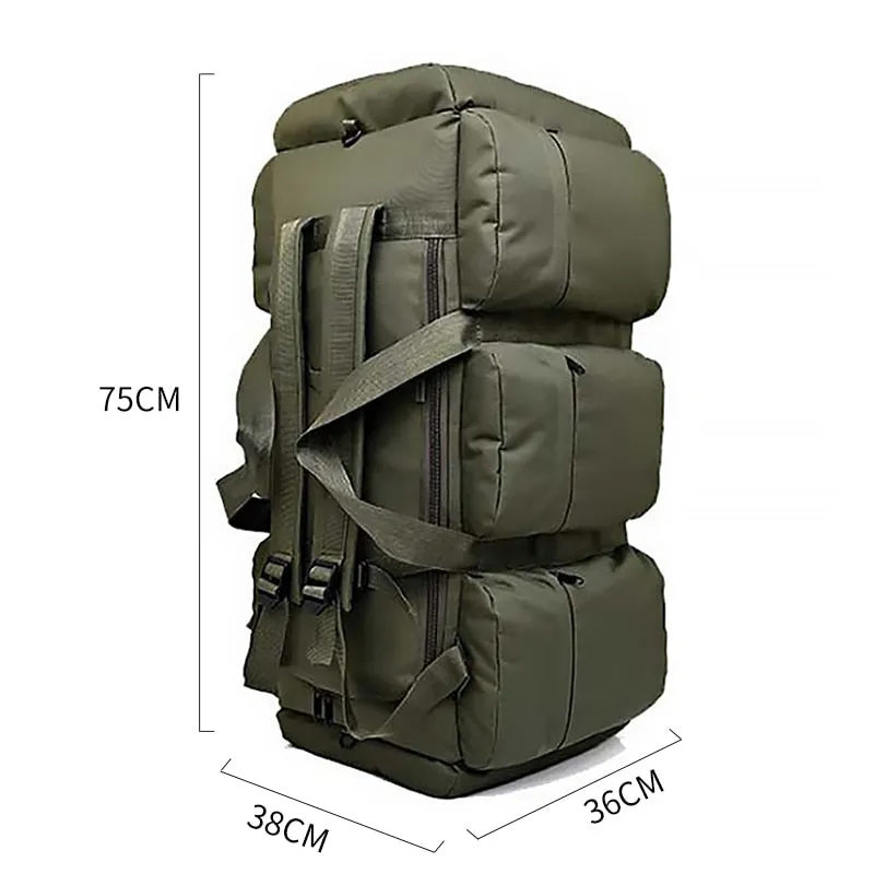 90L Large Capacity Men Canvas Military Tactical Backpack Waterproof Hiking Climbing Camping Rucksack