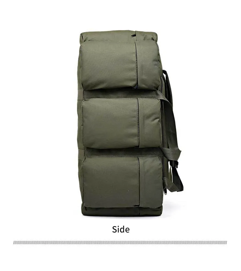 90L Large Capacity Men Canvas Military Tactical Backpack Waterproof Hiking Climbing Camping Rucksack