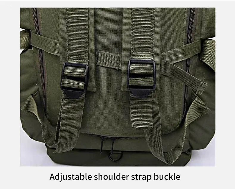 90L Large Capacity Men Canvas Military Tactical Backpack Waterproof Hiking Climbing Camping Rucksack