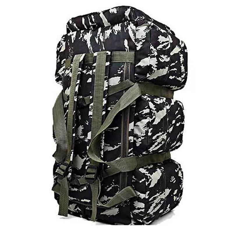 90L Large Capacity Men Canvas Military Tactical Backpack Waterproof Hiking Climbing Camping Rucksack