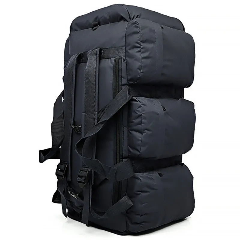 90L Large Capacity Men Canvas Military Tactical Backpack Waterproof Hiking Climbing Camping Rucksack