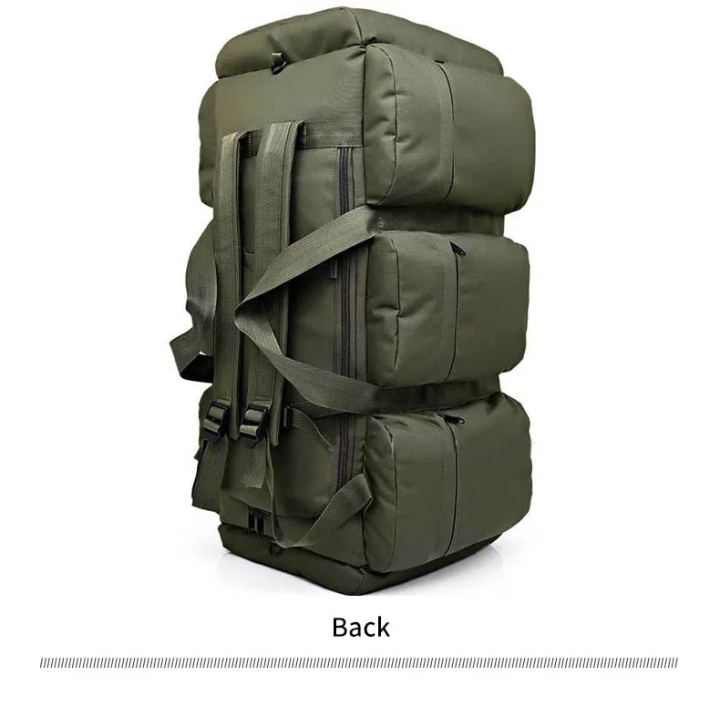 90L Large Capacity Men Canvas Military Tactical Backpack Waterproof Hiking Climbing Camping Rucksack