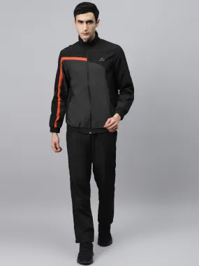 Alcis Men Black & Charcoal Grey Colourblocked Tracksuit