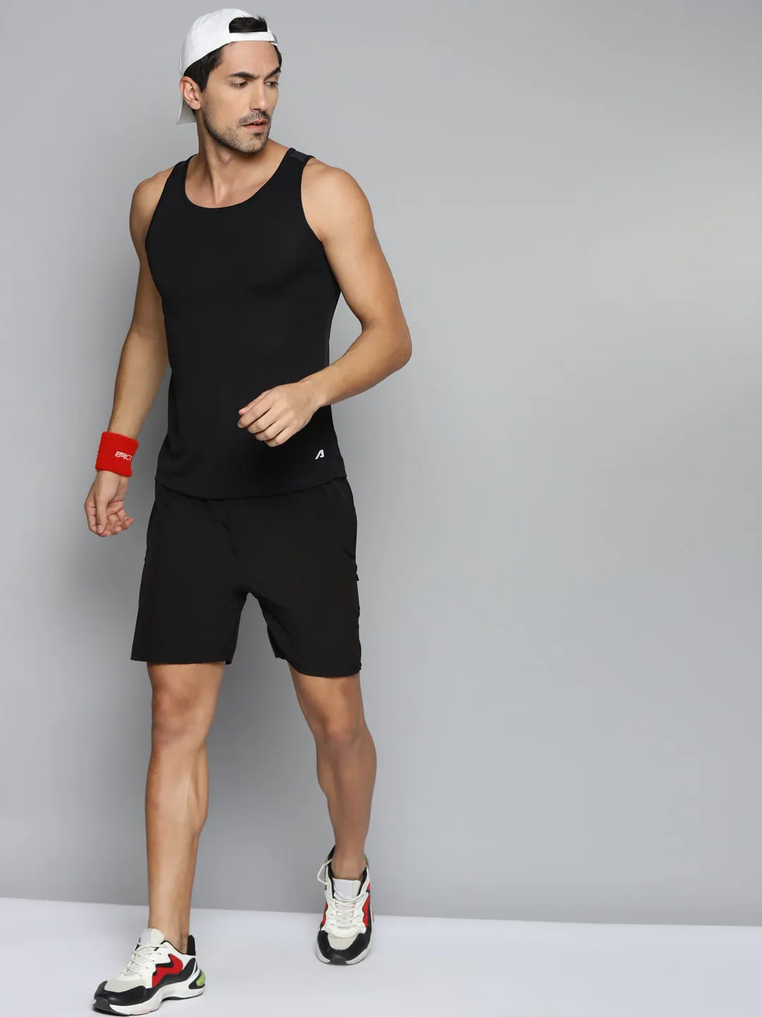 ALCIS Men Black Slim Fit Running T-shirt