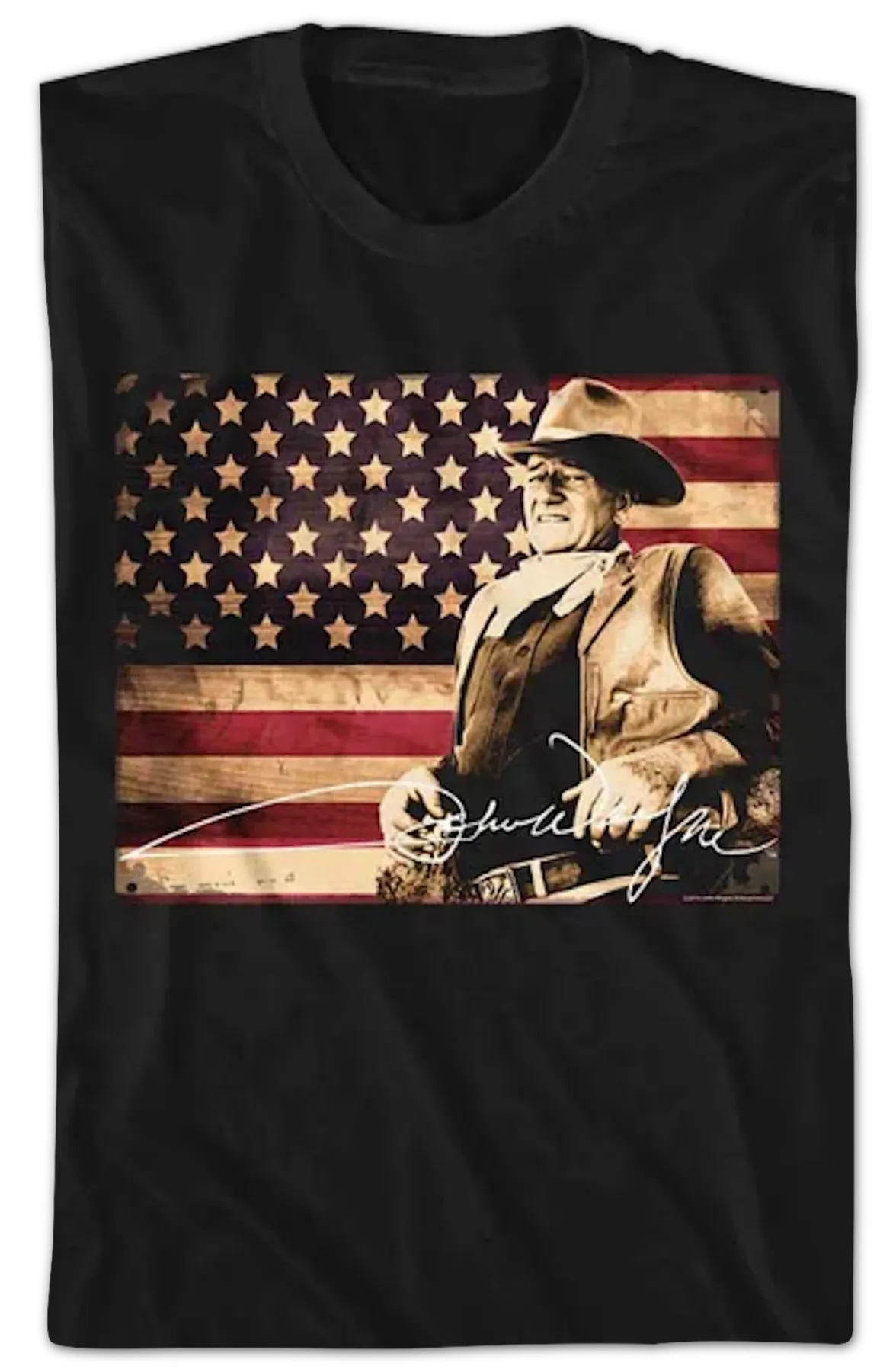 American Flag Autograph John Wayne T-Shirt