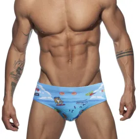 Animal Printed Pattern Sexy Low Waist Surfing Swimwear Briefs for Men