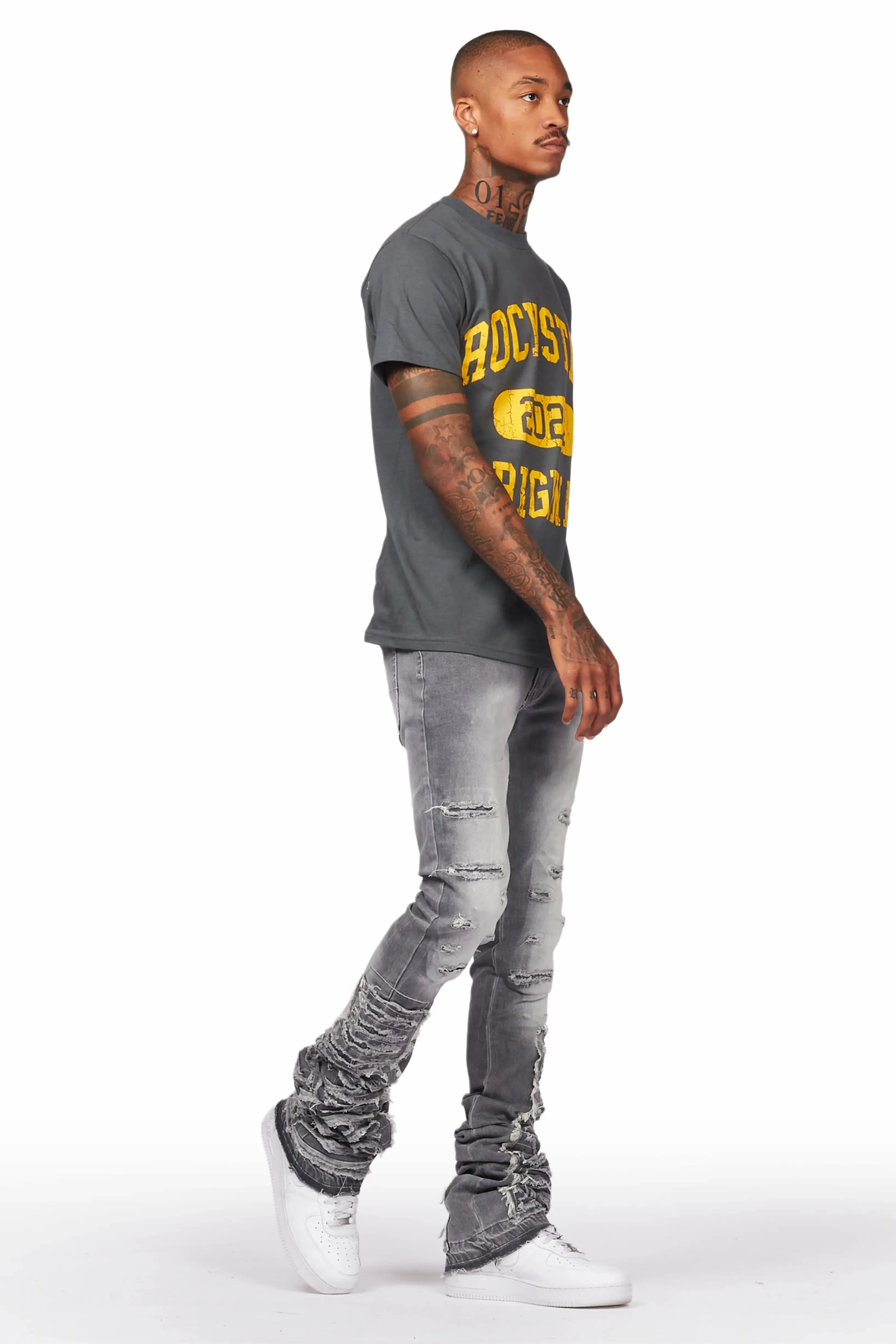 Argo Grey Super Stacked Flare Jean