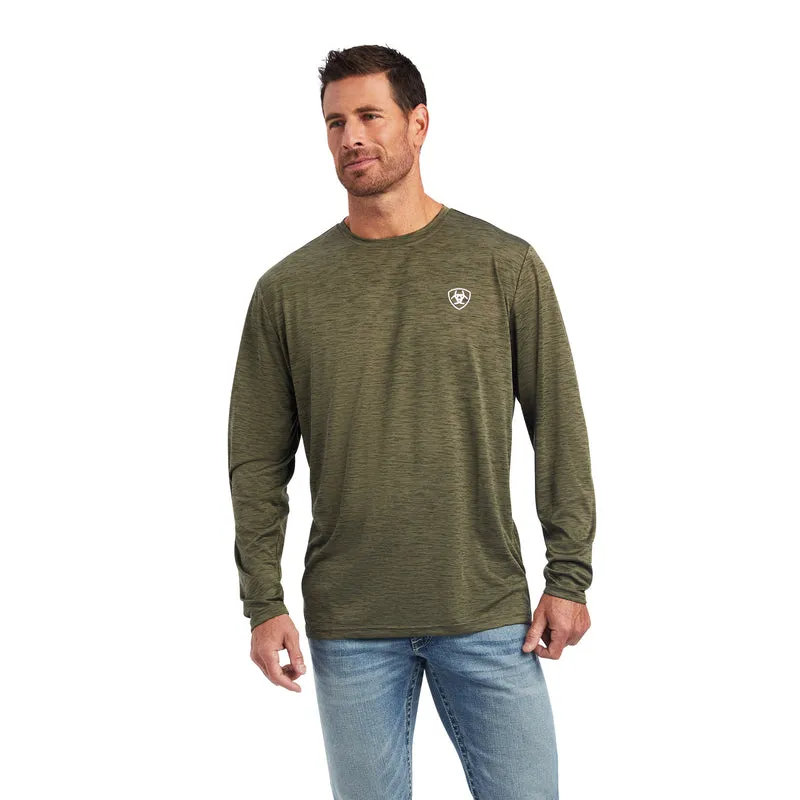 'Ariat' Men's Charger Camo Flag Logo T-Shirt - Olive Heather