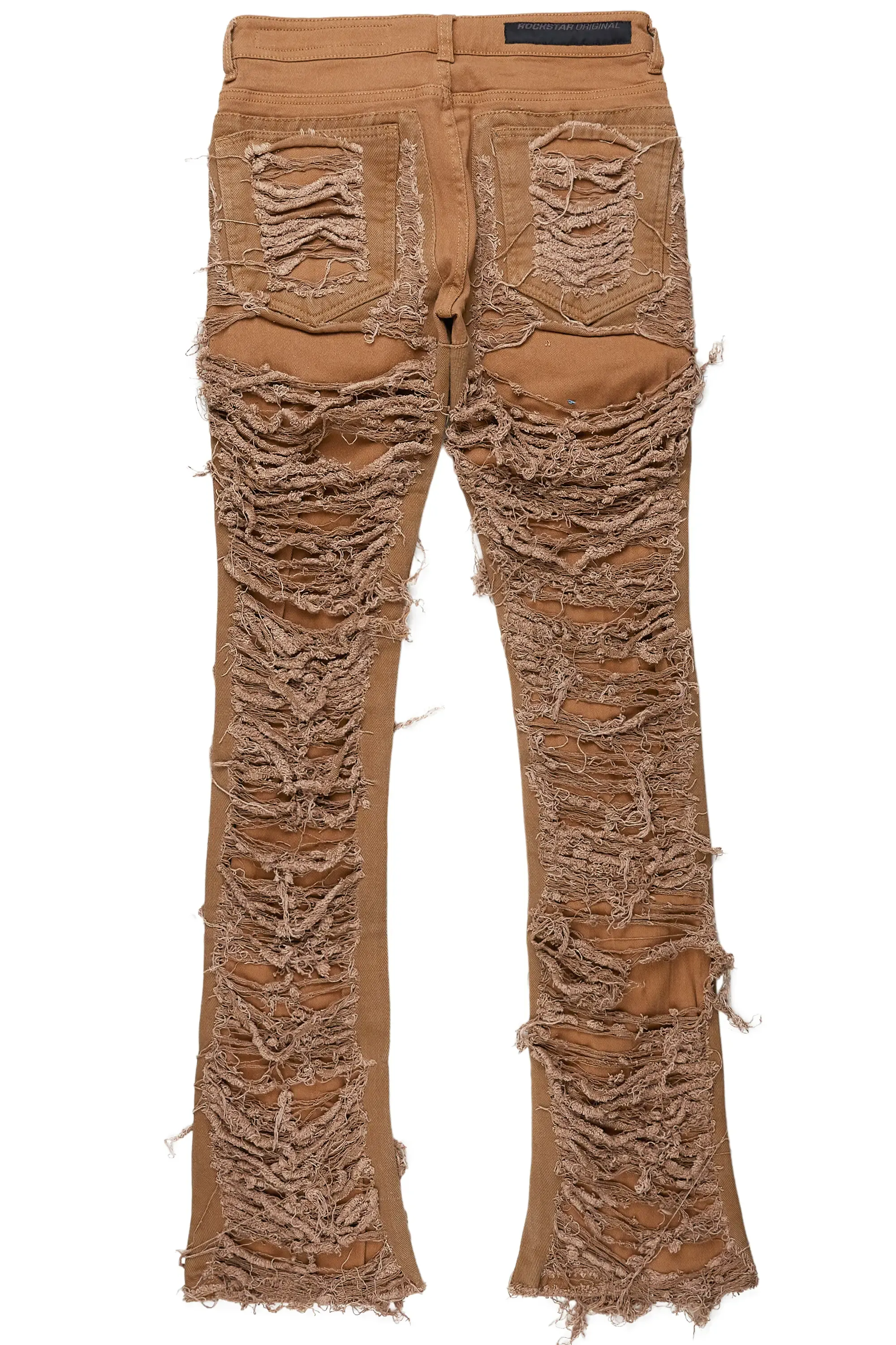 Beige Stacked Flare Stretch Jean