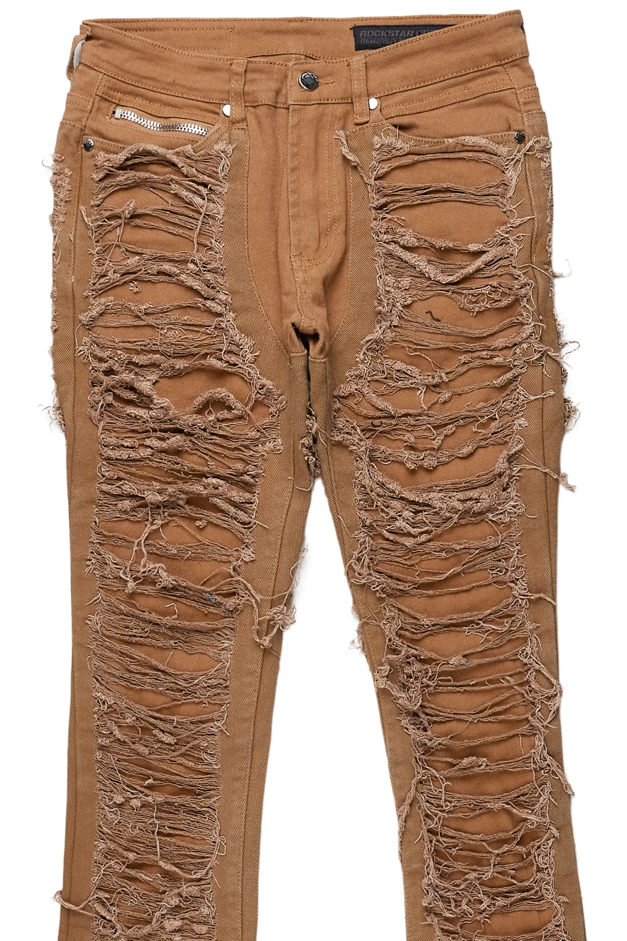 Beige Stacked Flare Stretch Jean