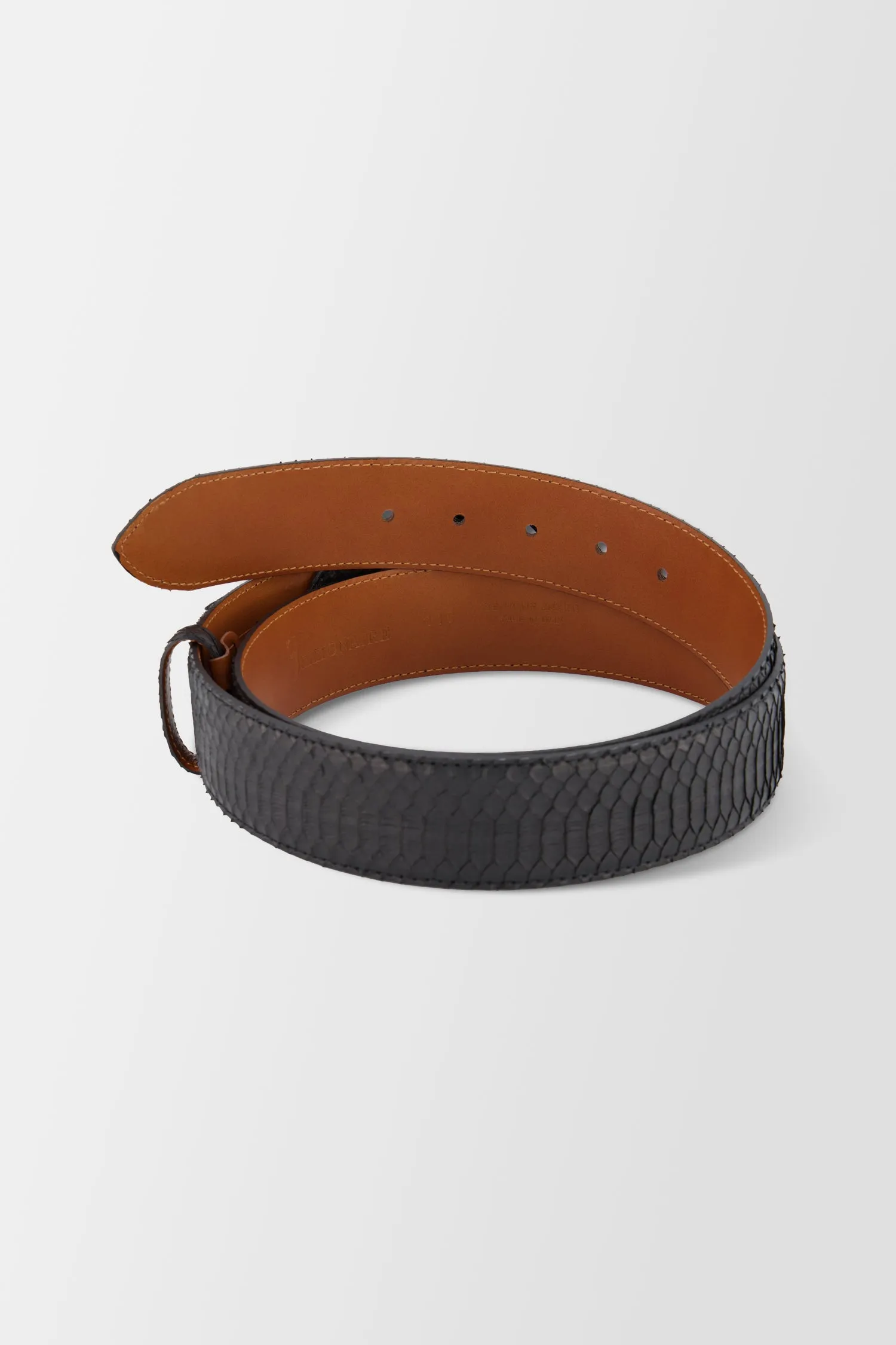 Billionaire Black/Black Nickel Elaphe Belt Crest