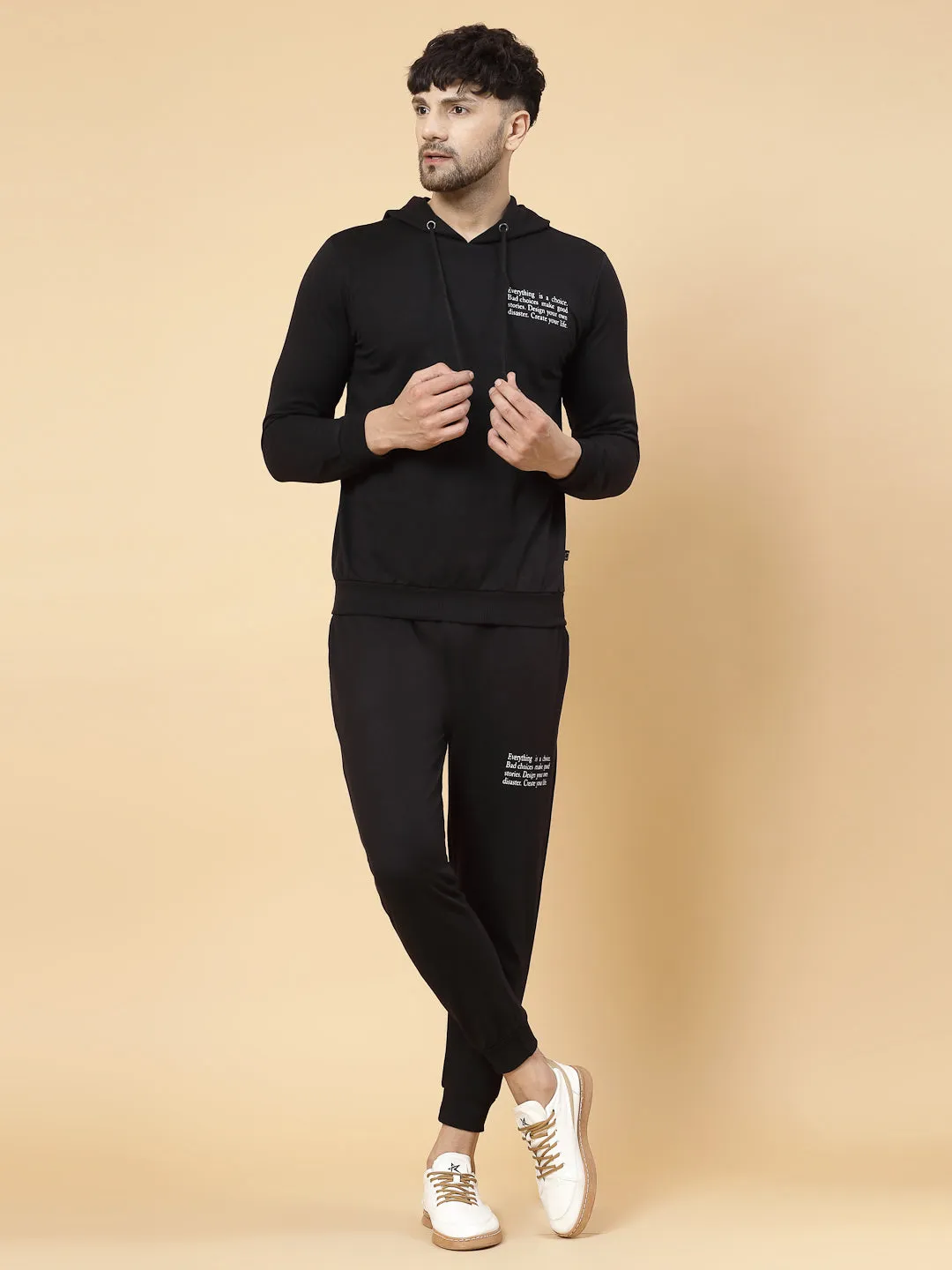 Black Text Print Tracksuit