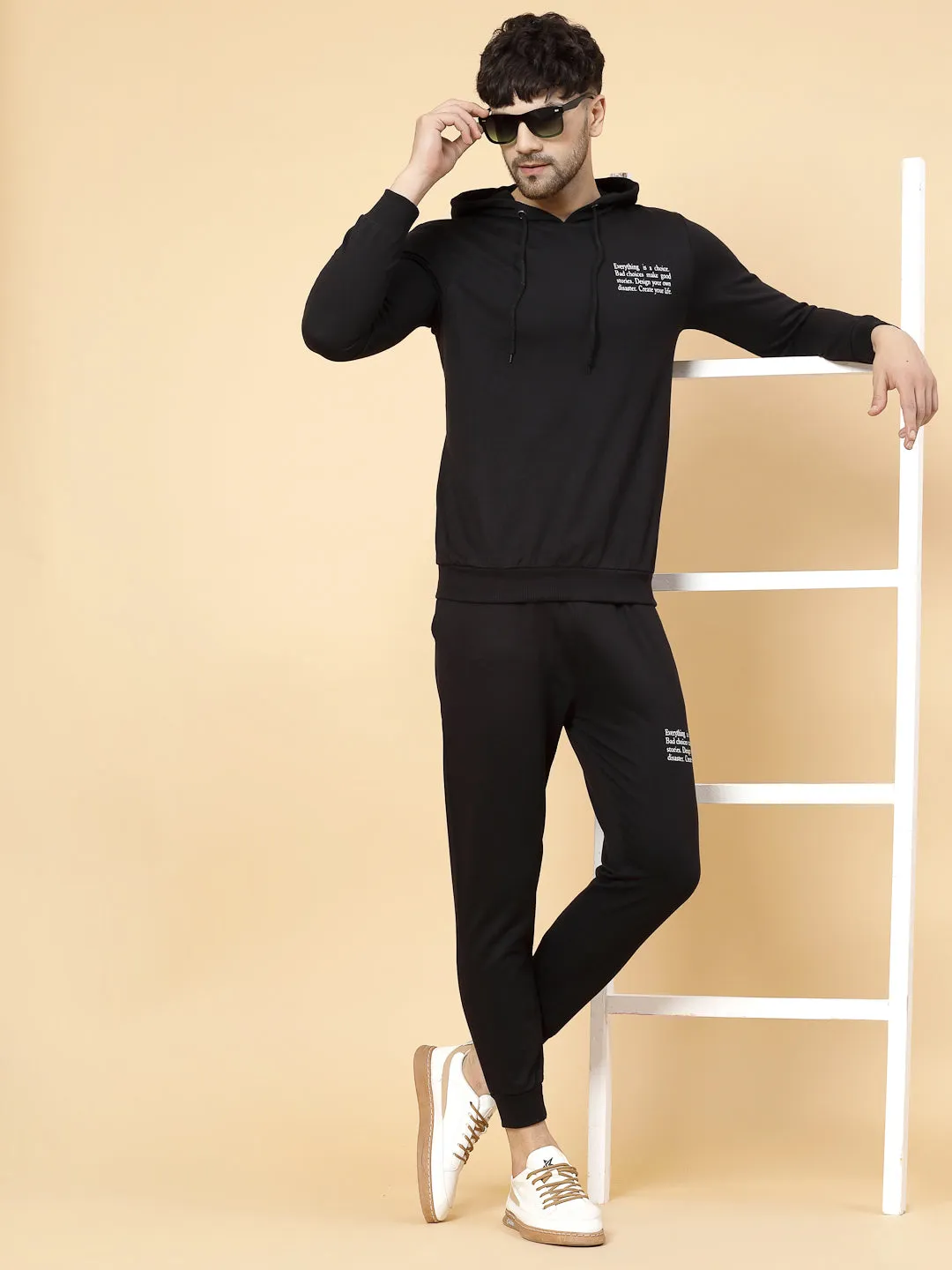 Black Text Print Tracksuit