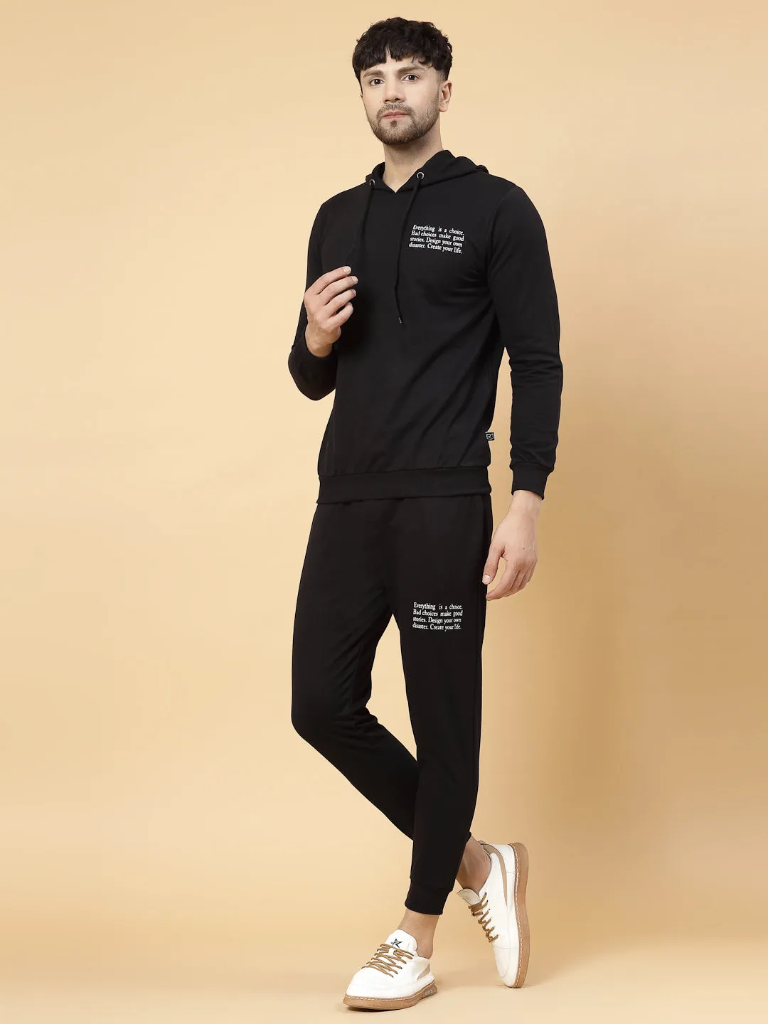 Black Text Print Tracksuit