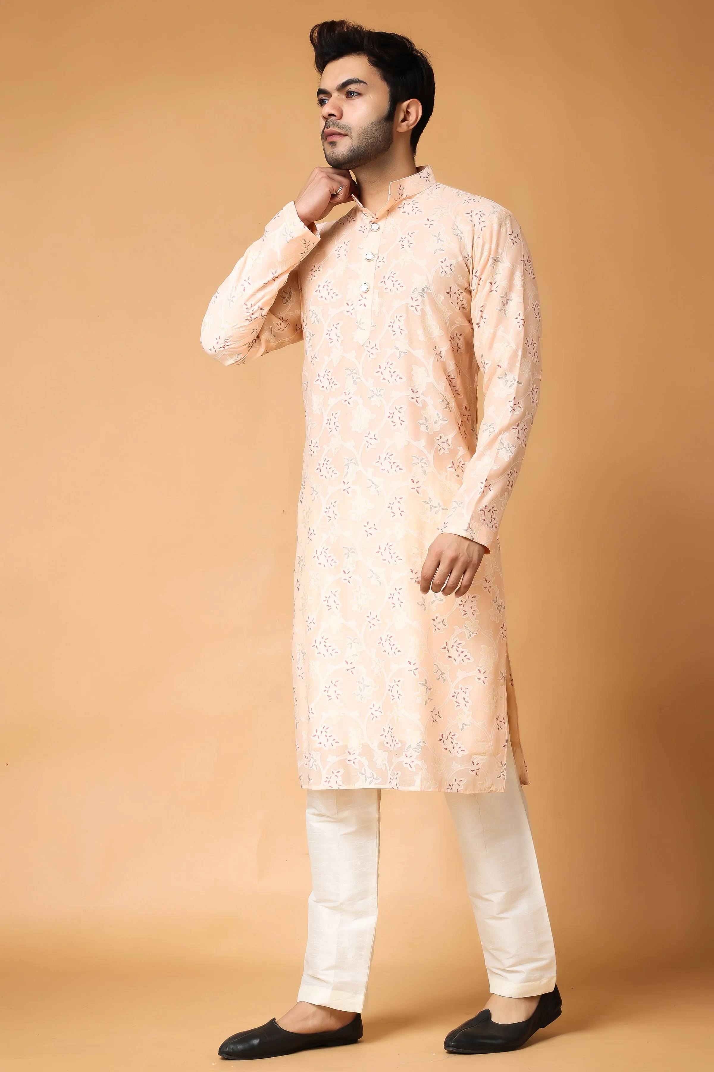 Breezy Peach Printed Kurta