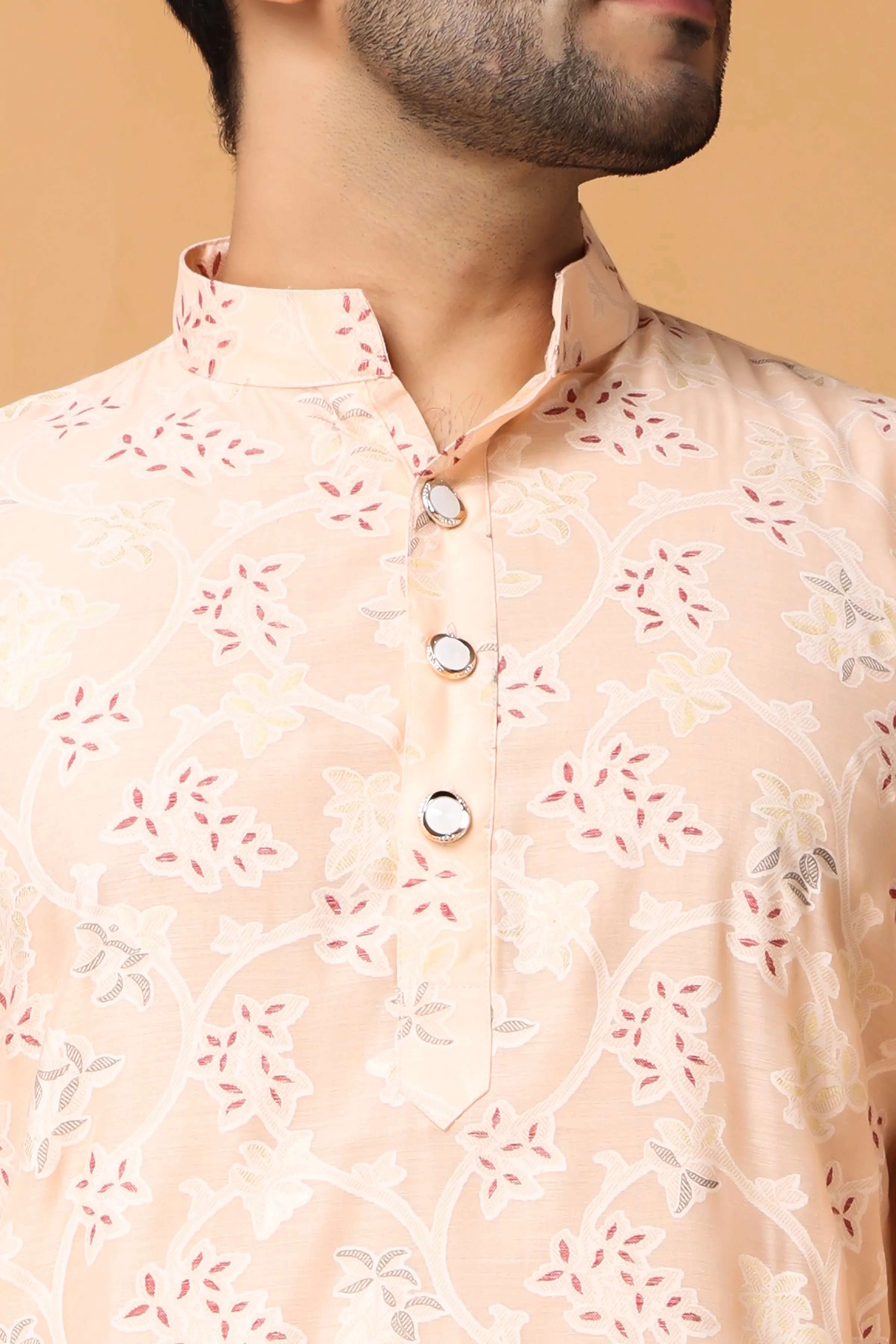 Breezy Peach Printed Kurta