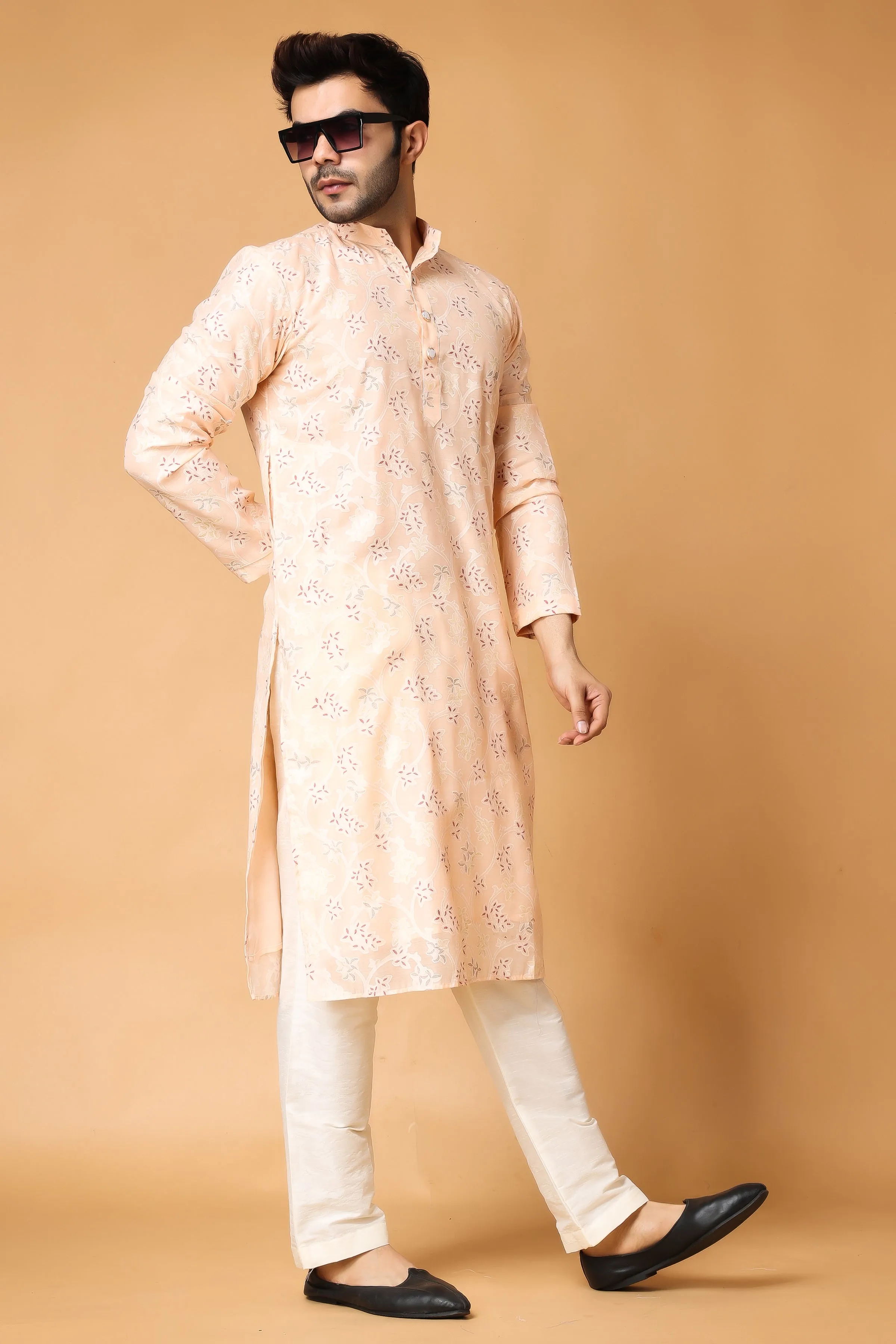 Breezy Peach Printed Kurta