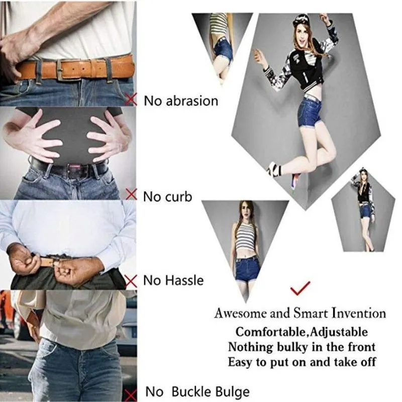 Buckle-Free Belt For Jean Pants,Dresses,No Buckle Stretch Elastic Belt