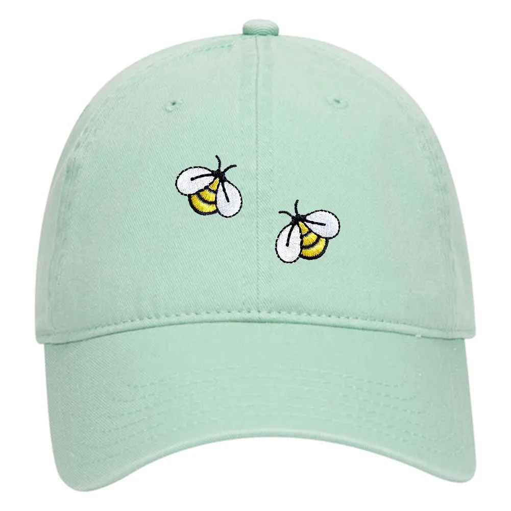 Bumblebee Embroidered Patch Pastel Tone Garment Washed Superior Cotton Twill Dad Hat - For Women and Men