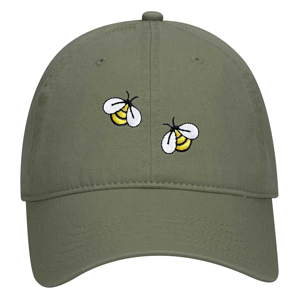 Bumblebee Embroidered Patch Pastel Tone Garment Washed Superior Cotton Twill Dad Hat - For Women and Men