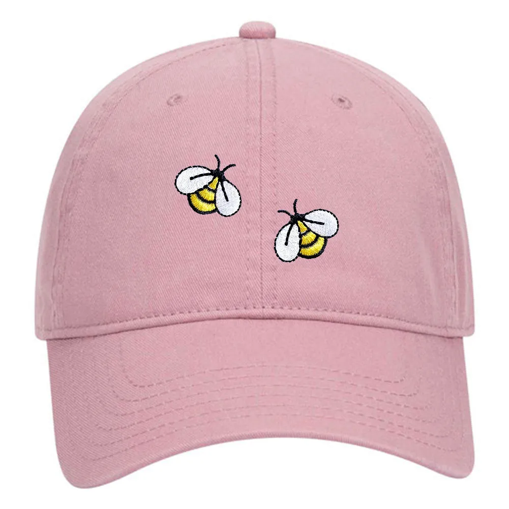 Bumblebee Embroidered Patch Pastel Tone Garment Washed Superior Cotton Twill Dad Hat - For Women and Men