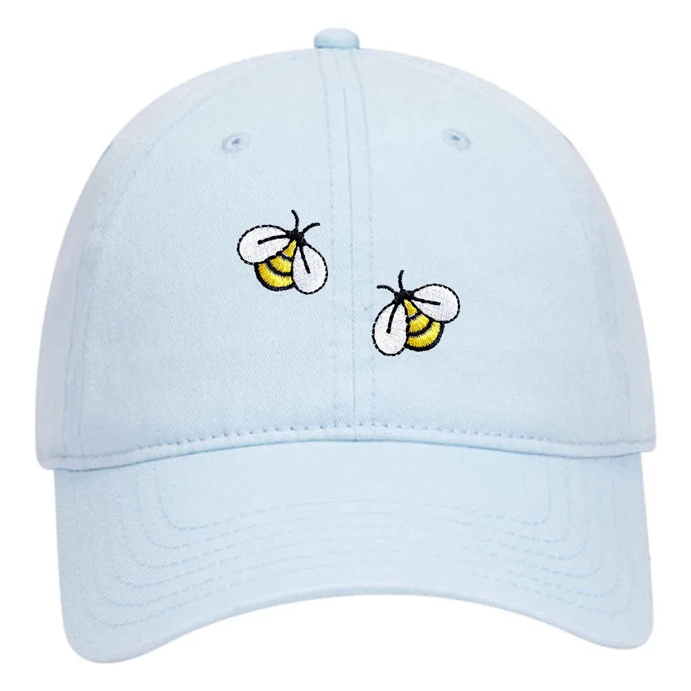 Bumblebee Embroidered Patch Pastel Tone Garment Washed Superior Cotton Twill Dad Hat - For Women and Men