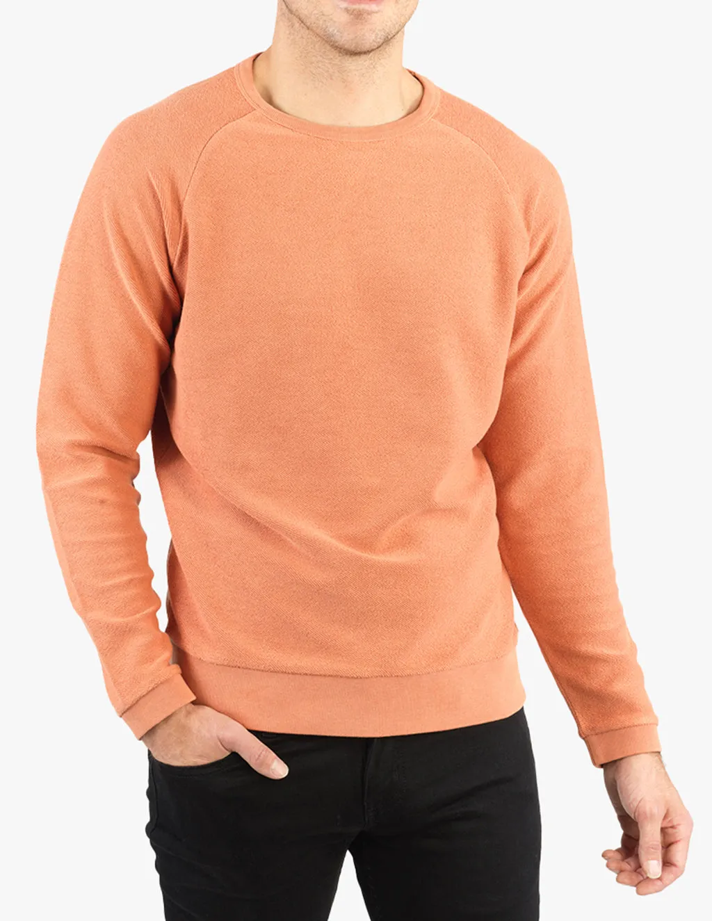 BURNT ORANGE TERRY KNIT CREW