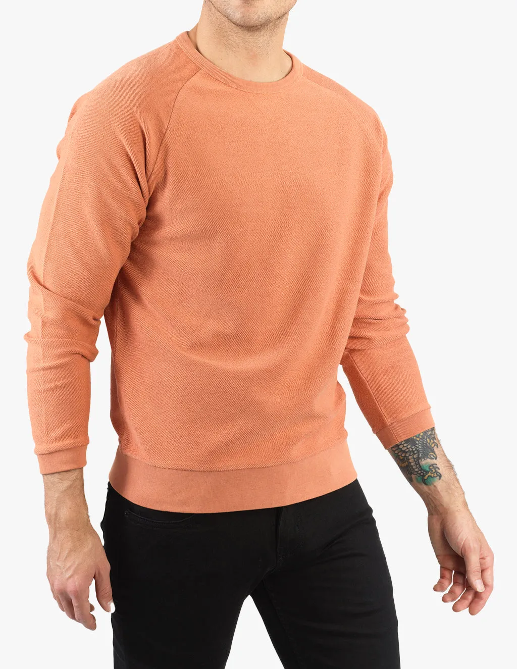 BURNT ORANGE TERRY KNIT CREW