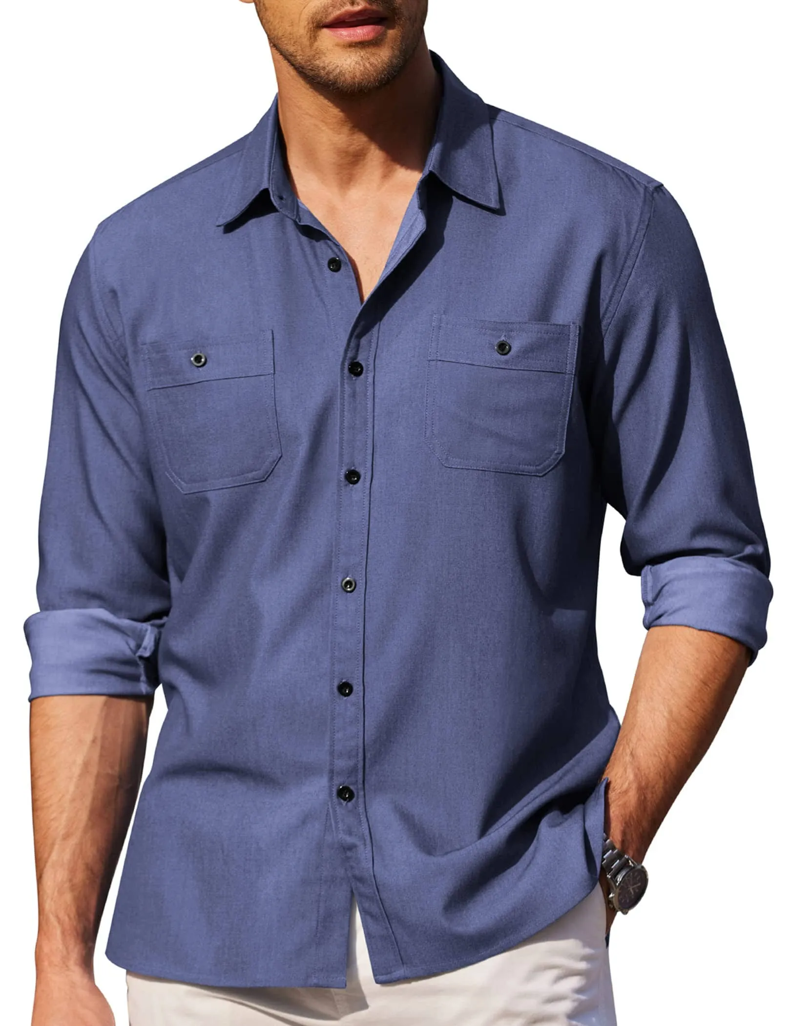 Button Down Long Sleeve Chambray Shirt (US Only)