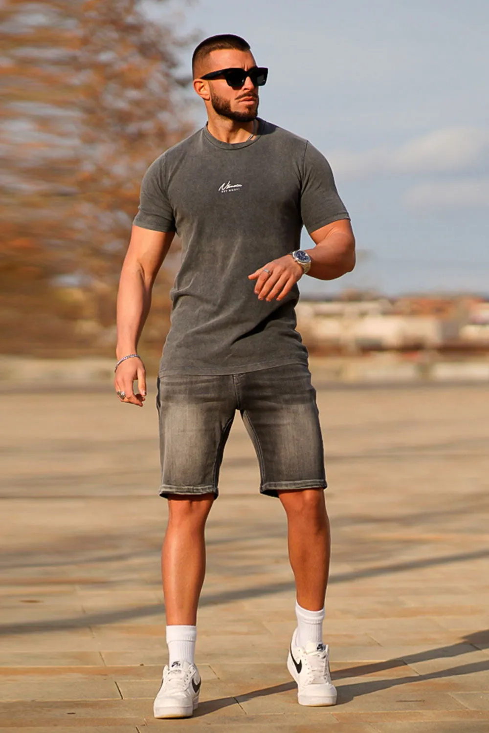 Buy $80 Free Shipping Men's Gray Denim Short