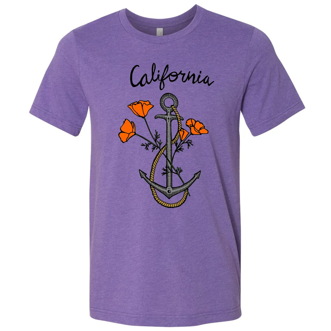 California Anchor Poppies Asst Colors Mens Lightweight Fitted T-Shirt/tee