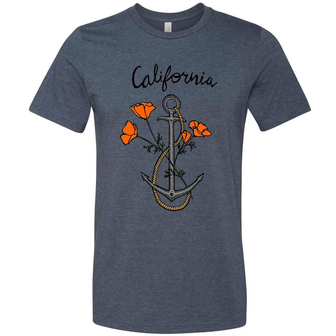 California Anchor Poppies Asst Colors Mens Lightweight Fitted T-Shirt/tee