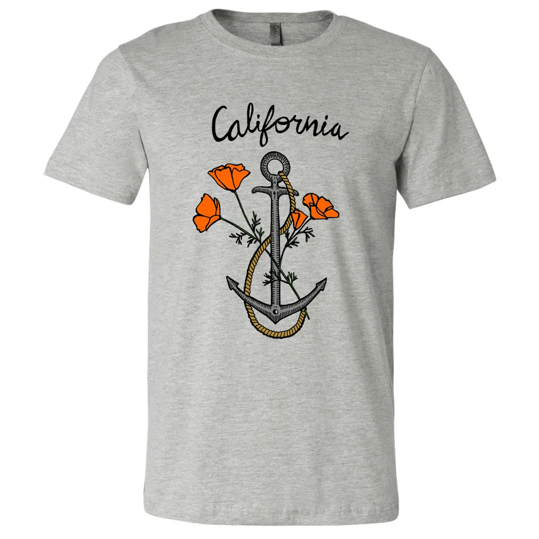 California Anchor Poppies Asst Colors Mens Lightweight Fitted T-Shirt/tee