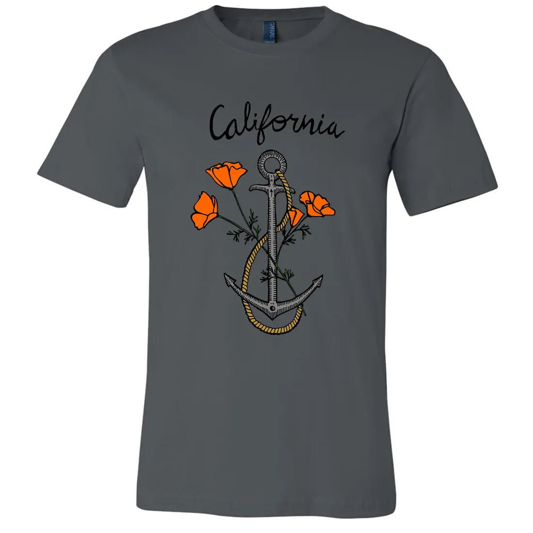 California Anchor Poppies Asst Colors Mens Lightweight Fitted T-Shirt/tee