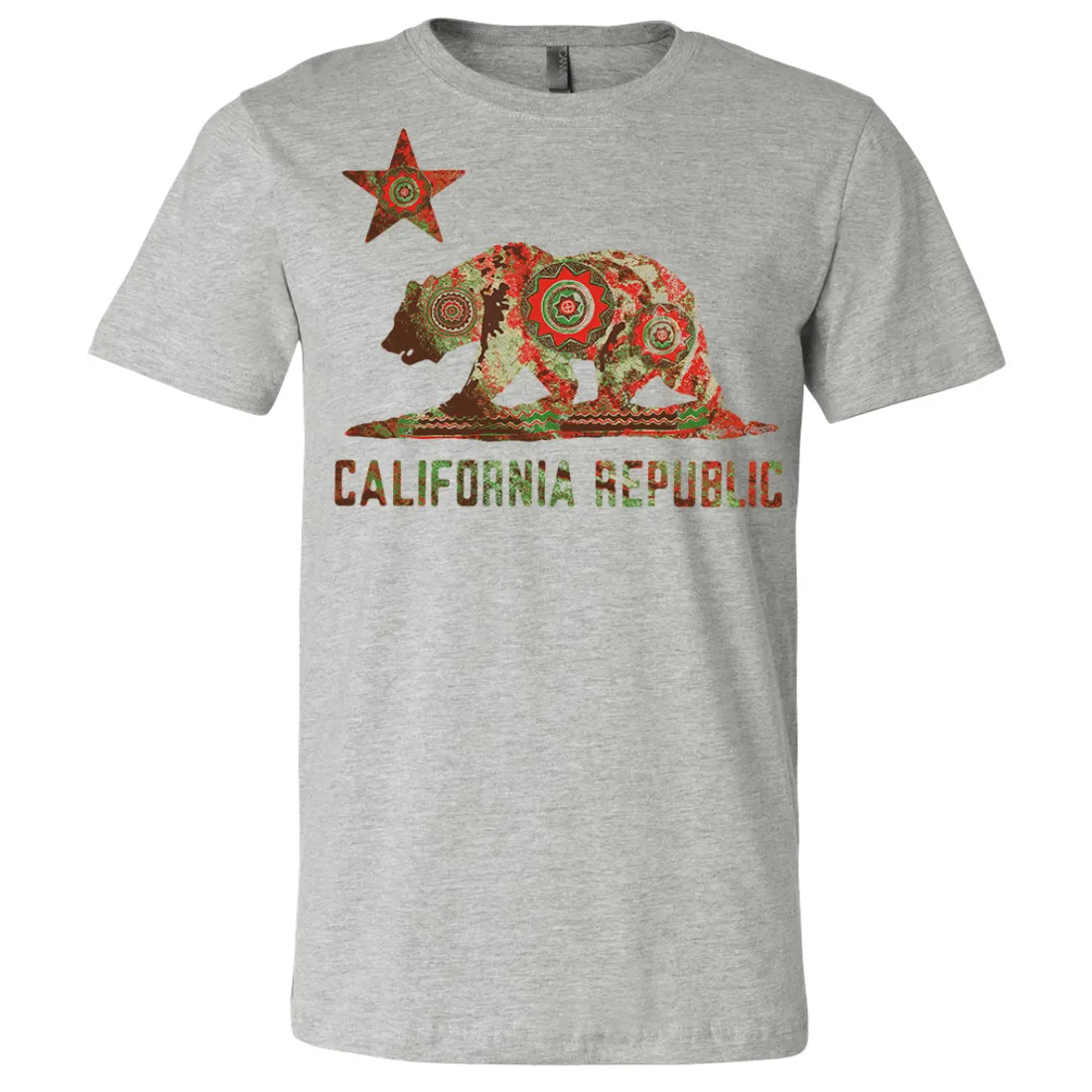 California Chumash Mandala Bear Asst Colors Mens Lightweight Fitted T-Shirt/tee