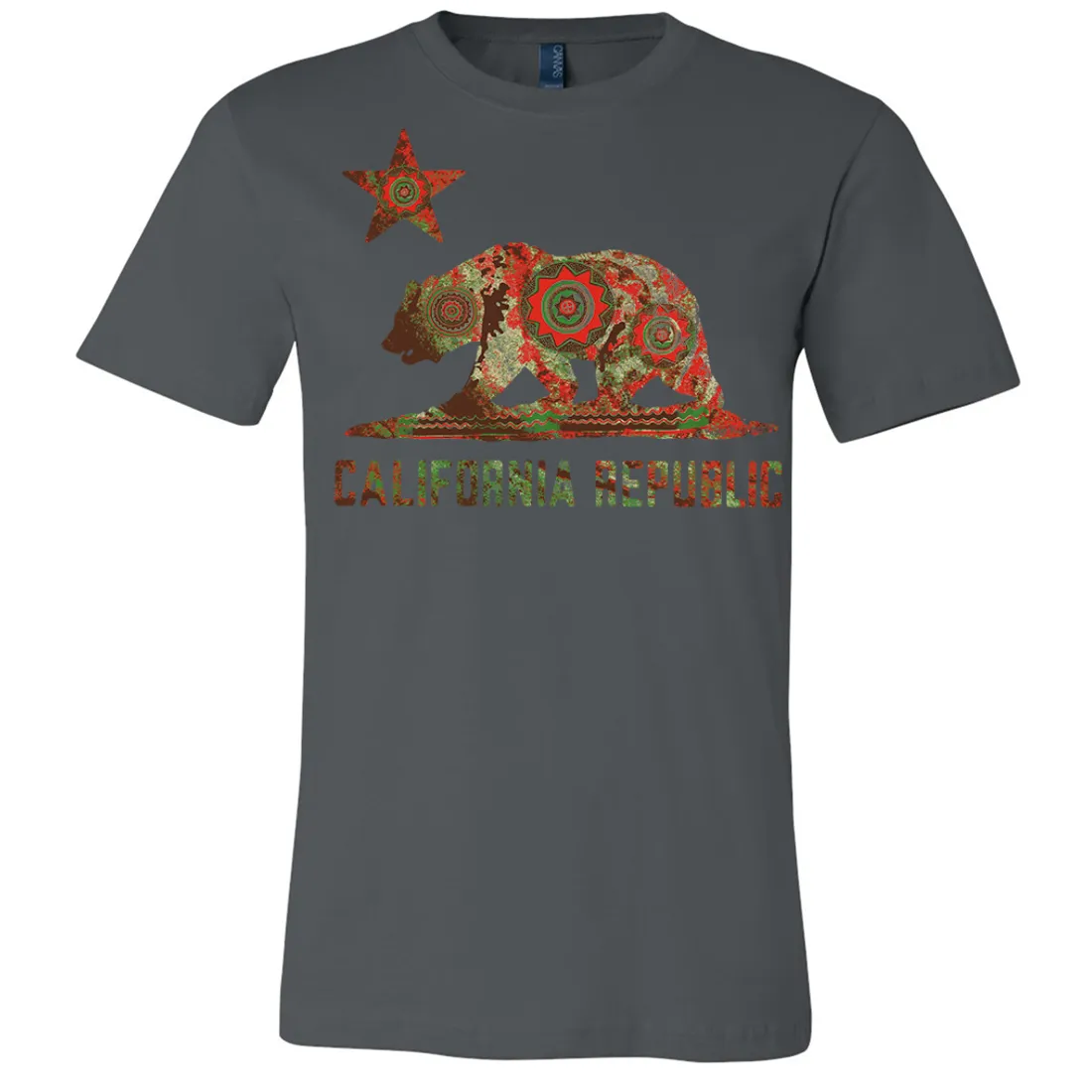 California Chumash Mandala Bear Asst Colors Mens Lightweight Fitted T-Shirt/tee