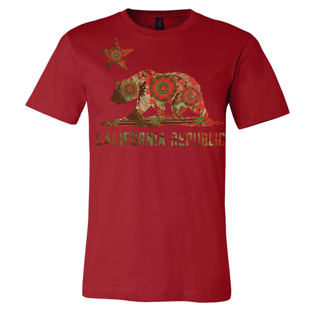 California Chumash Mandala Bear Asst Colors Mens Lightweight Fitted T-Shirt/tee