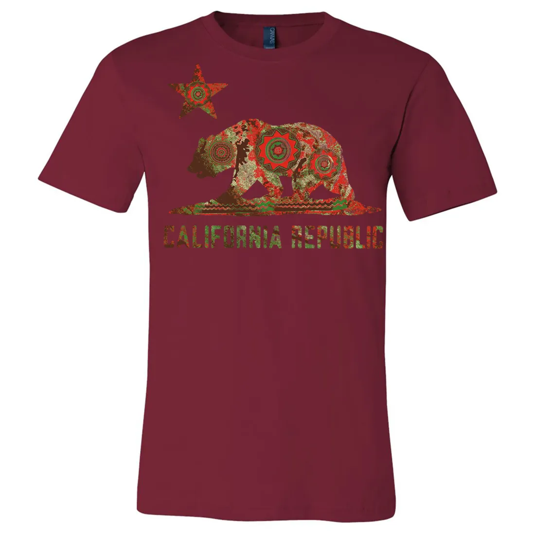 California Chumash Mandala Bear Asst Colors Mens Lightweight Fitted T-Shirt/tee