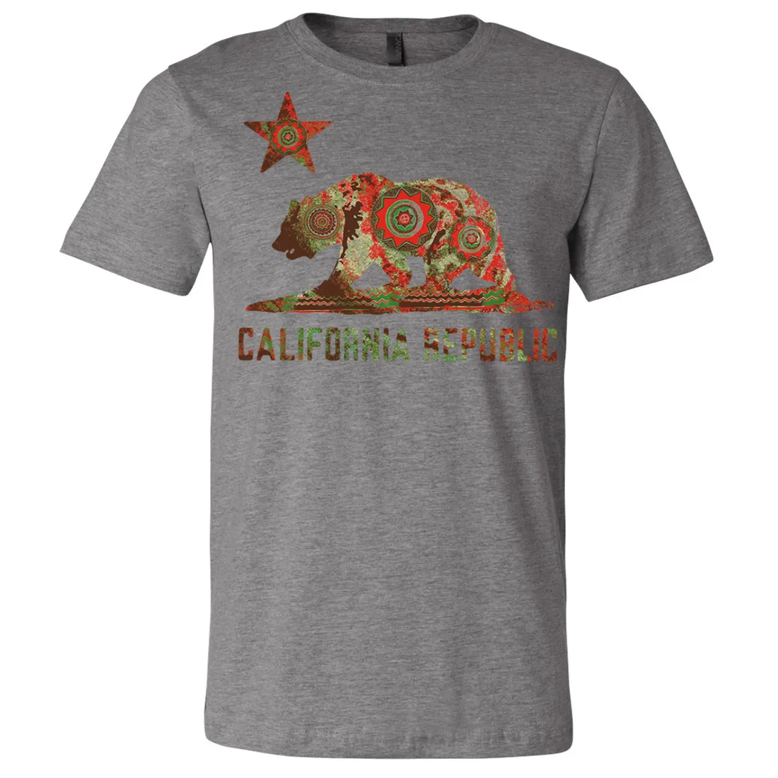 California Chumash Mandala Bear Asst Colors Mens Lightweight Fitted T-Shirt/tee